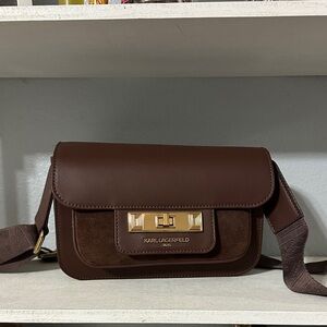Karl Lagerfeld Chocolate Brown Crossbody Bag